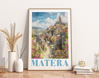 Matera Italy Travel Digital Print, Wall Art Matera, Italy Travel Poster, Home Decor, Italian Art Print, Italy Landscape Art,Basilicata Italy