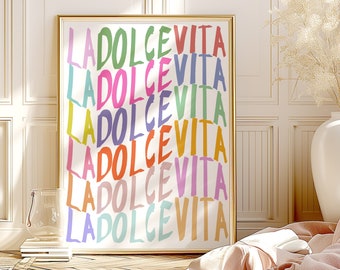 La Dolce Vita Poster: Colorful Retro Italian Art Print