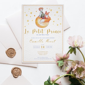 The Little Prince Baby Shower Invitation, Le Petit Prince, Digital Invitation, The Little Prince, Boy Baby Shower, Custom Invitation