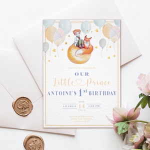 The Little Prince Birthday Invitation, Le Petit Prince, Baby Shower Invitation, The Little Prince, Boy's Birthday Invite, Custom Invitation