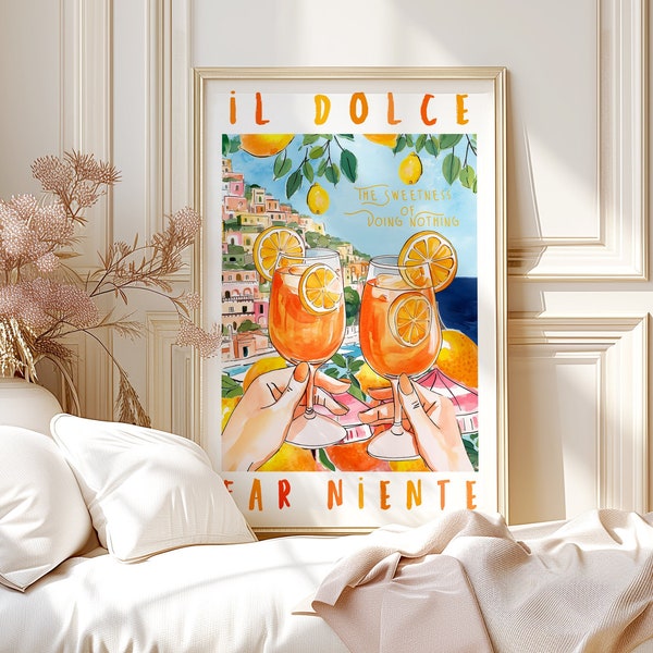 Impresión artística de Positano, Italia: Póster de Amalfi Coast Spritz