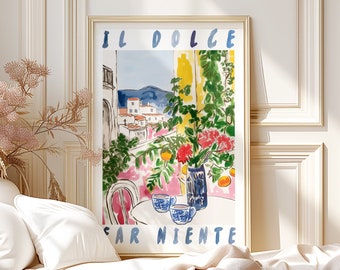 Il Dolce Far Niente Print: Retro Italian Kitchen Art, Amalfi Coast Decor