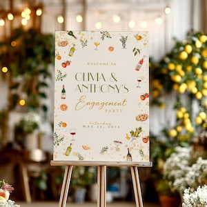 Italian Engagement Party Welcome Sign: Oranges, Spritz & Pizza (Digital Download)