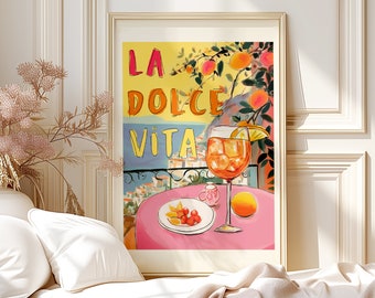 Amalfi Coast Art Print: La Dolce Vita, Spritz Cocktail, Italy