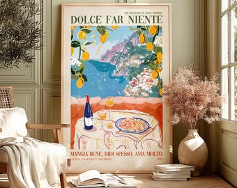 Amalfi Coast Art Print: La Dolce Vita, Italy Travel Poster - Etsy
