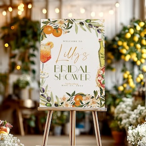 Italian Bridal Shower Welcome Sign: Oranges, Spritz, Pizza (Digital Download)