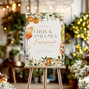 Italian Engagement Party Welcome Sign: Oranges, Spritz & Pizza (Digital Download)