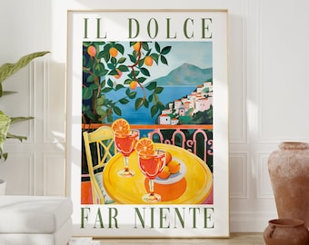 Dolce Far Niente Print: Retro Positano, Amalfi Coast (Digital Download)