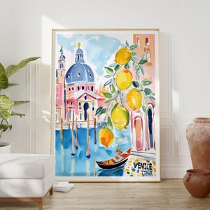 Venice Italy Painted DIGITAL Print, Trendy Artistic Venetian Wall Art, Italy Travel Poster, Anniversary Gift,Venezia Italia,Watercolor Print