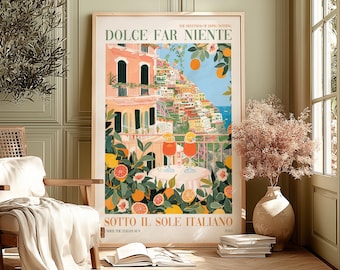 Positano Italy Art Print: Dolce Far Niente Retro Painting