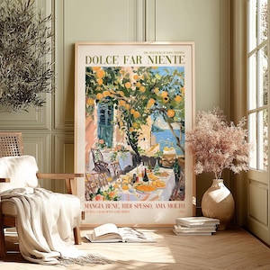 Regalo de arte mural para cocina de la costa italiana de Amalfi, impresión de mesa de comida mediterránea