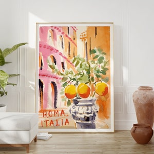 Rome Italy Printable DIGITAL Art, Colosseum Colorful Art Painting, Italian, Roma Italia Art Print, Italy Travel Wall Art,Watercolor Art Gift