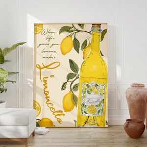 When Life Gives You Lemons Make Limoncello Rolled Poster Print, Colorful Italian Lemons Art Painting, Italian Wall Art, Trendy Home Decor