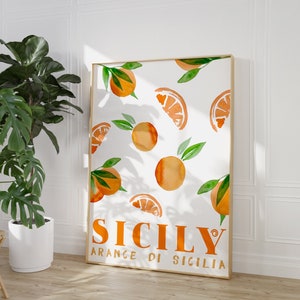 Sicily Print, Italy Travel Poster, Sicily Wall Art, Home Decor, Gift Idea, Italian Art Print, Sicilia Italy, Arance di Sicilia, Oranges Art
