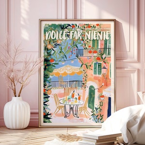 Dolce Far Niente Italy Rolled Poster, Italian Quote, Italy Travel Poster, Italian Language, Wall Art Gift, Artsy Italy Spritz Painting