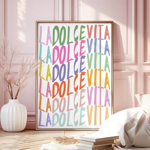 Impression numérique La Dolce Vita, citation italienne, art rétro coloré, citation de l'Italie, dicton italien, impression d'art italien, art de la douceur de vivre