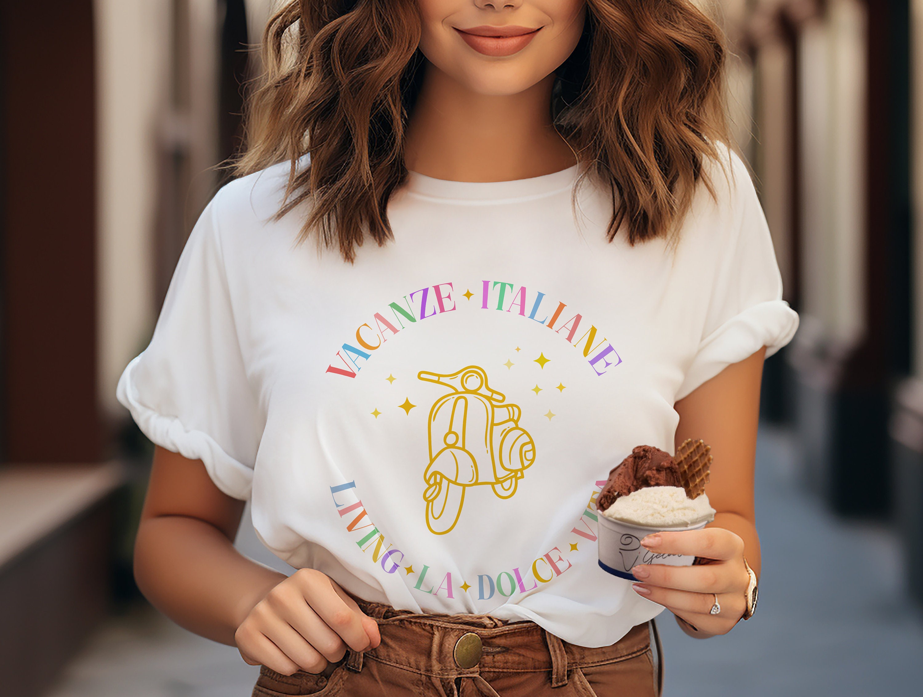 【イタリアの休日】D&G Vespaプリント コットン Tシャツ T Shirt Vespa - Etsy