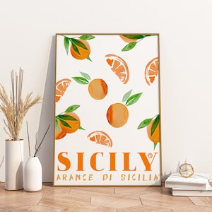 Sicily Print, Italy Travel Poster, Sicily Wall Art, Home Decor, Gift Idea, Italian Art Print, Sicilia Italy, Arance di Sicilia, Oranges Art
