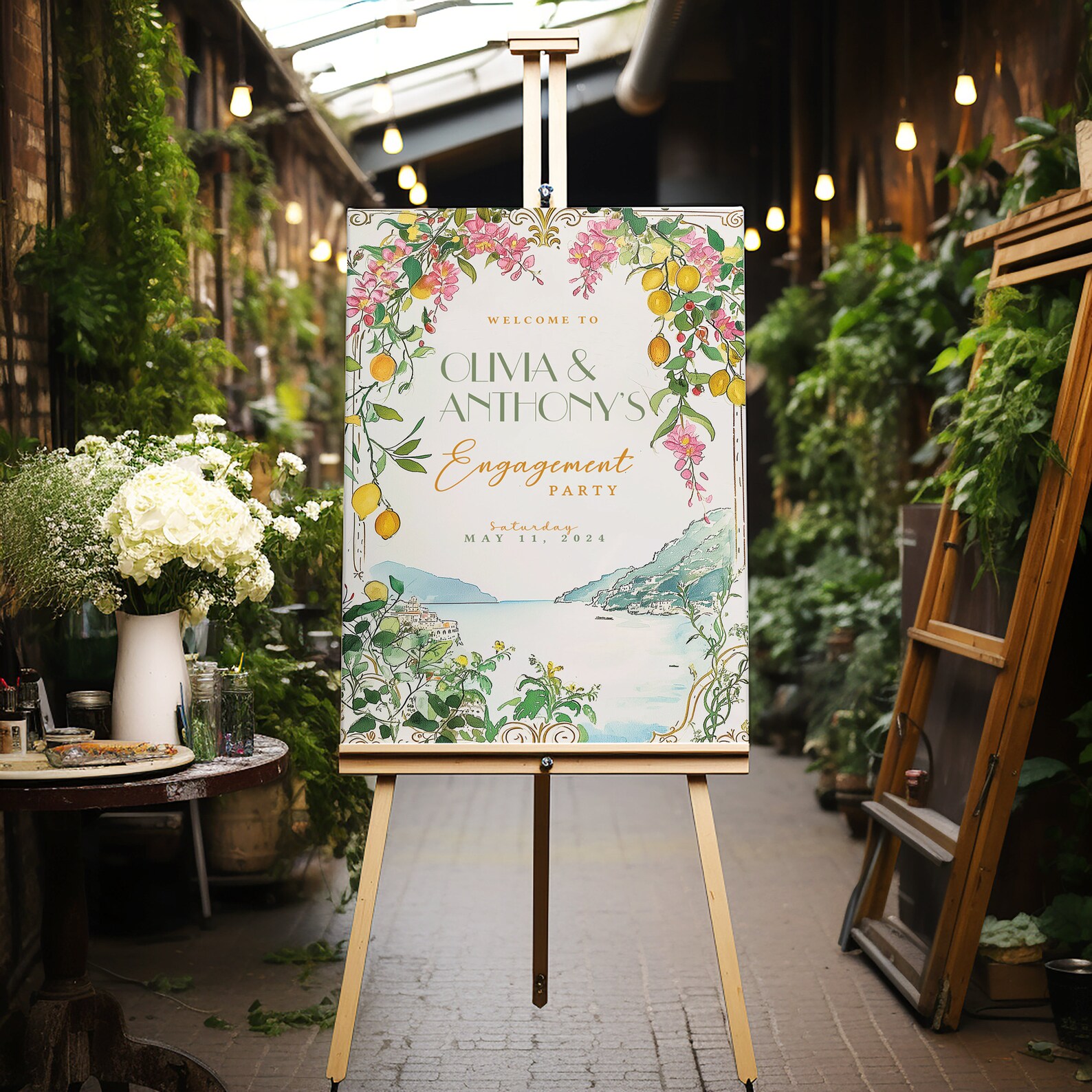 Amalfi Coast Wedding Welcome Sign: Lemon Positano Design (digital ...