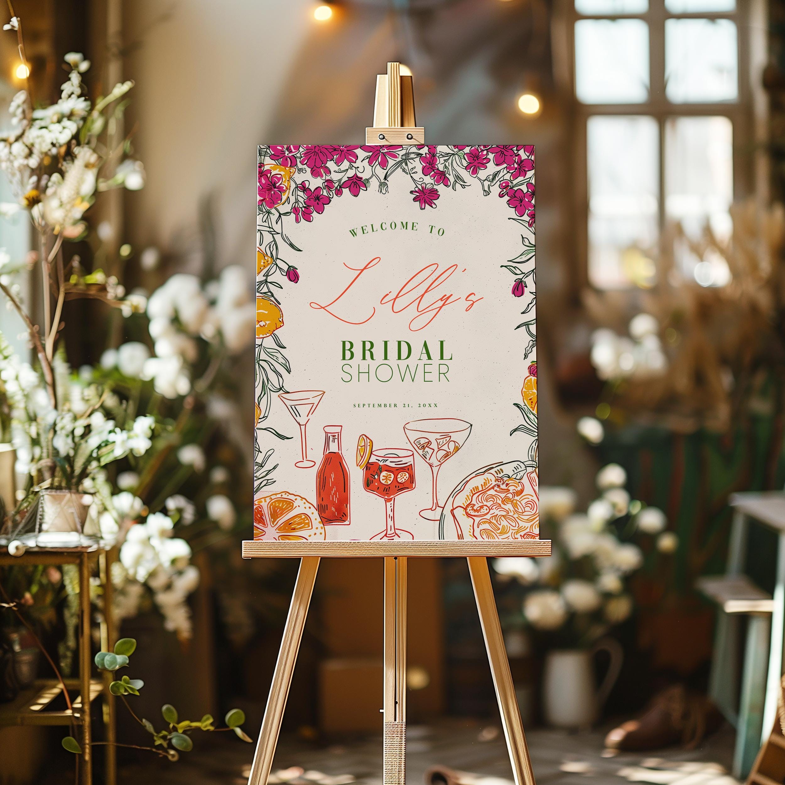 Italian Style Welcome Sign, Italy Themed Bridal Shower Welcome Sign, Engagement Party, Oranges, Spritz and Pizza Sign, Wedding Welcome Sign