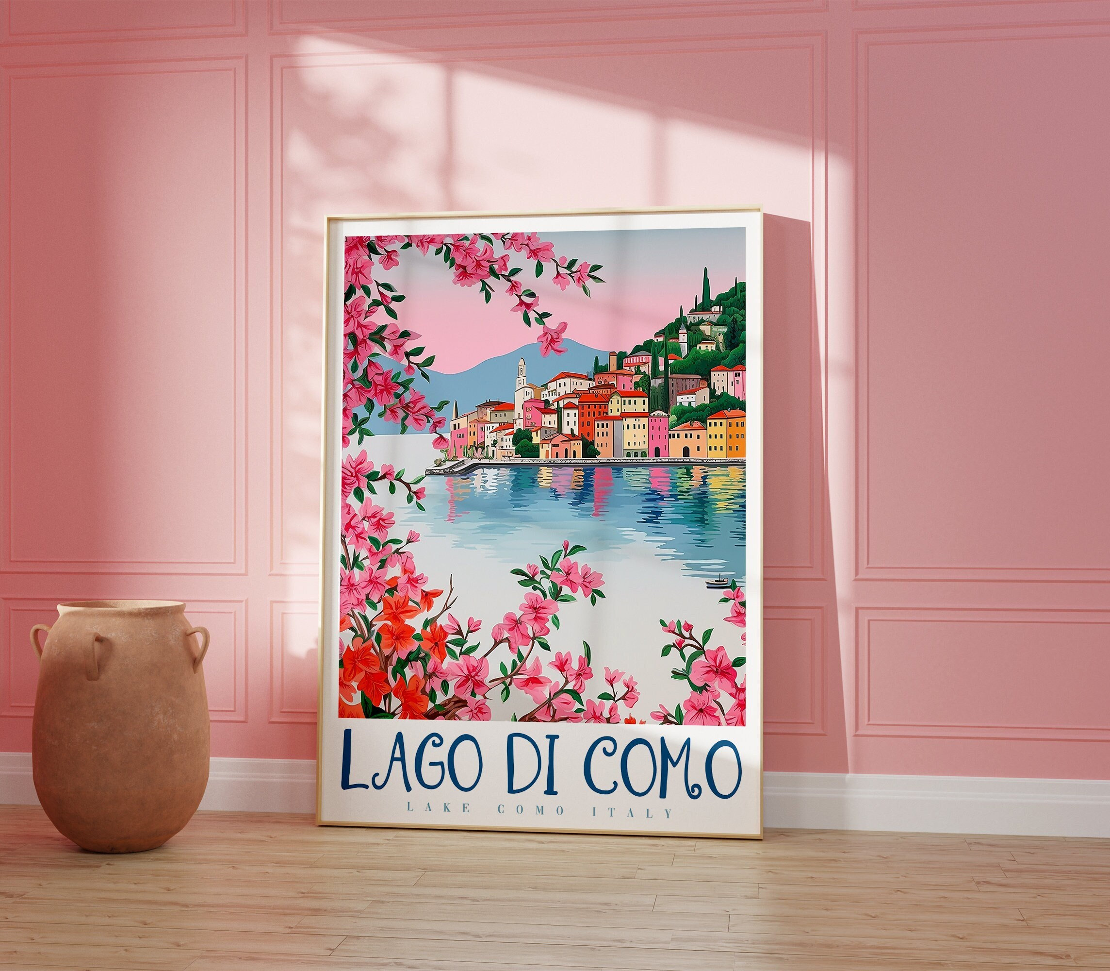 Lake Como Italy Rolled Poster, Bellagio, Varenna, Lago di Como Painting, Italy Travel Poster, Wall Art, Italian Wedding Gift, Lake Como Art