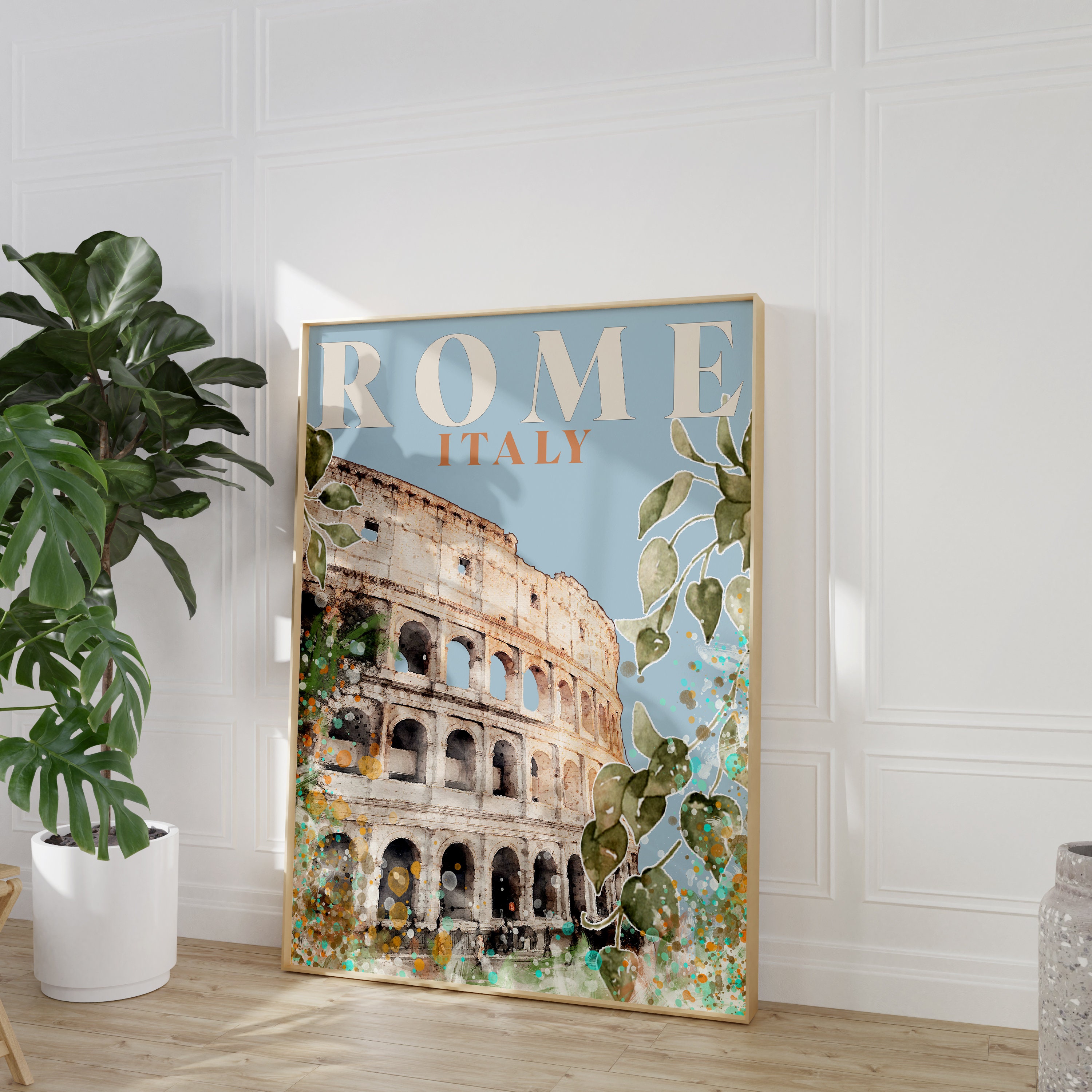 Rome Italy Wall Art Colosseum Rome Italy Vintage Watercolour Etsy