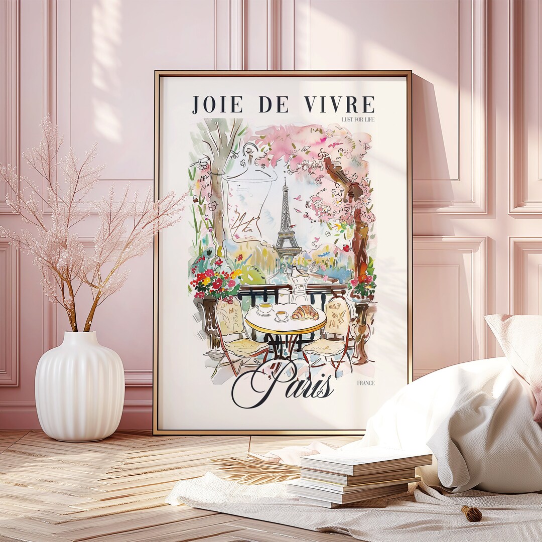 Joie De Vivre Paris France French Saying Wall Art Print, Printable ...
