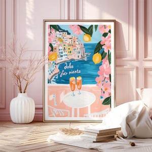 Dolce Far Niente DIGITAL Printable Art, Colorful Painting, Italian Spritz Art, Positano Art Print, Amalfi Coast, Home Decor Gift, Wall Art