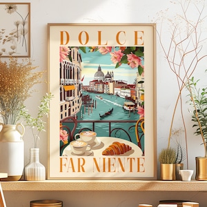 Dolce Far Niente Venedig Druck, Italienisches Zitat, Venezianisches Frühstück Kunst, Italien Reiseplakat, Italienische Sprache Sprichwort, Venedig Italien, Frühstück