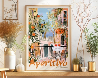 Italian Aperitivo Bar Art Print: Retro Cocktail Painting (Digital Download)