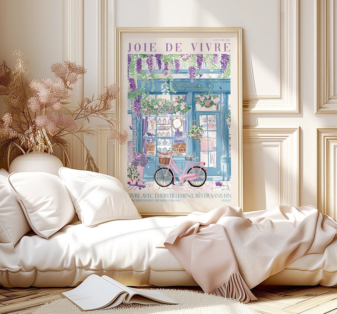Joie De Vivre French Art Print: Pink Bike, Girly Storefront Poster - Etsy