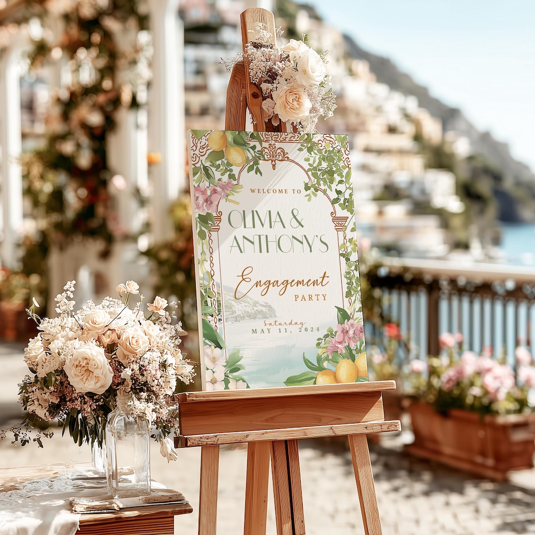 Amalfi Coast Engagement Party Welcome Sign: Lemon Positano Design ...