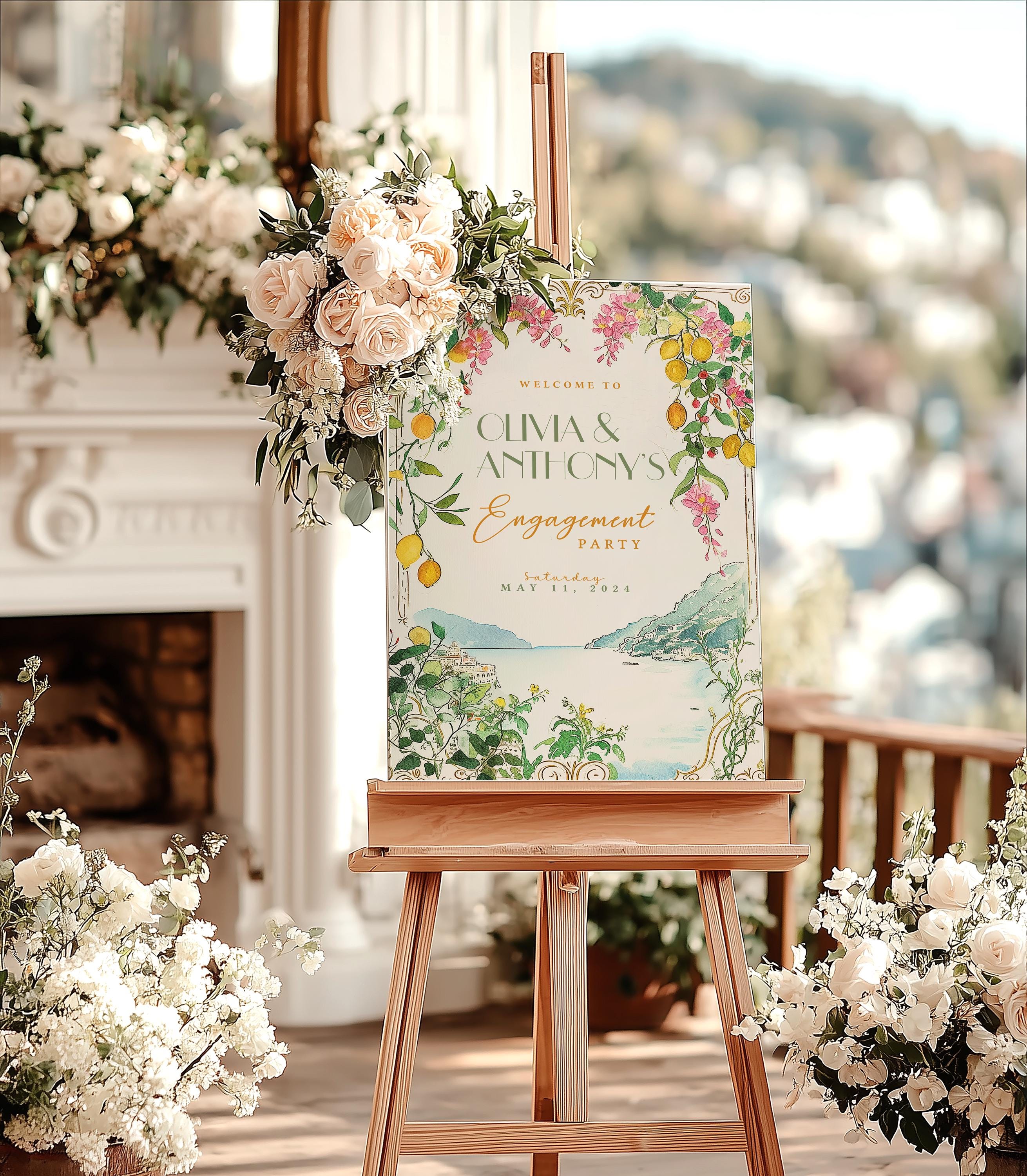 Amalfi Coast Wedding Welcome Sign: Lemon Positano Design (digital ...