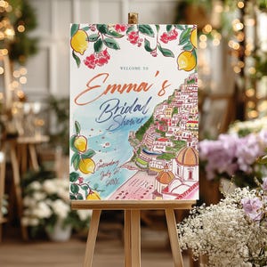 Amalfi Coast Wedding Welcome Sign: Positano Bridal Shower (Digital Download) image 1
