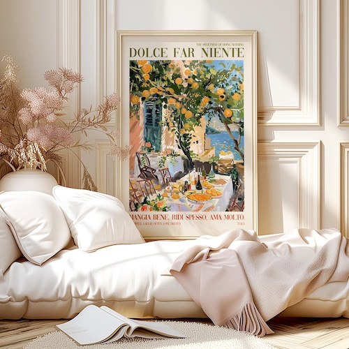 Décoration cadeau art mural cuisine italienne côte amalfitaine, impression de table cuisine méditerranéenne (téléchargement numérique)