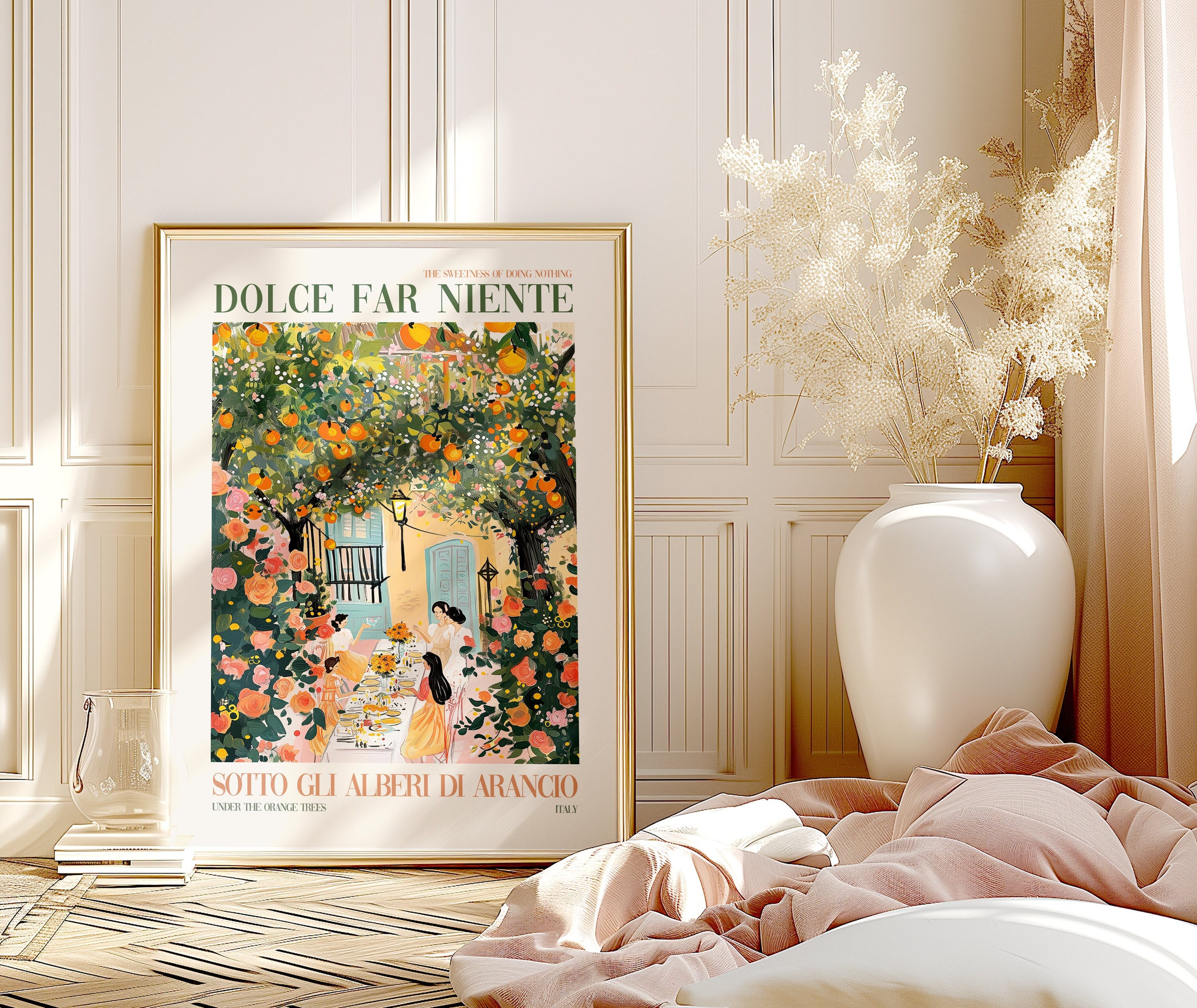 Dolce Far Niente Art Print: Italy Dinner Party, Oranges Painting