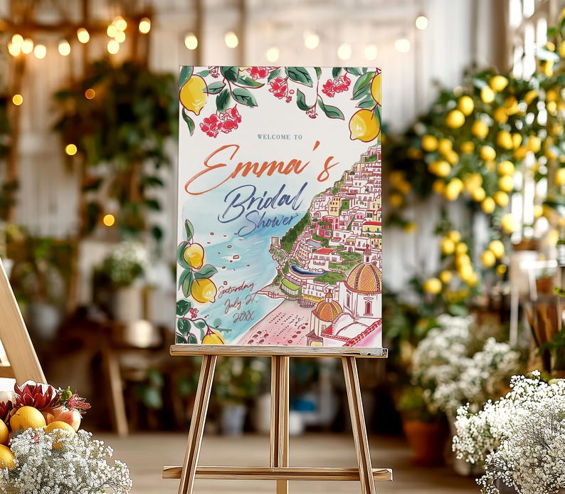 Amalfi Coast Wedding Welcome Sign: Positano Bridal Shower (Digital Download) image 5