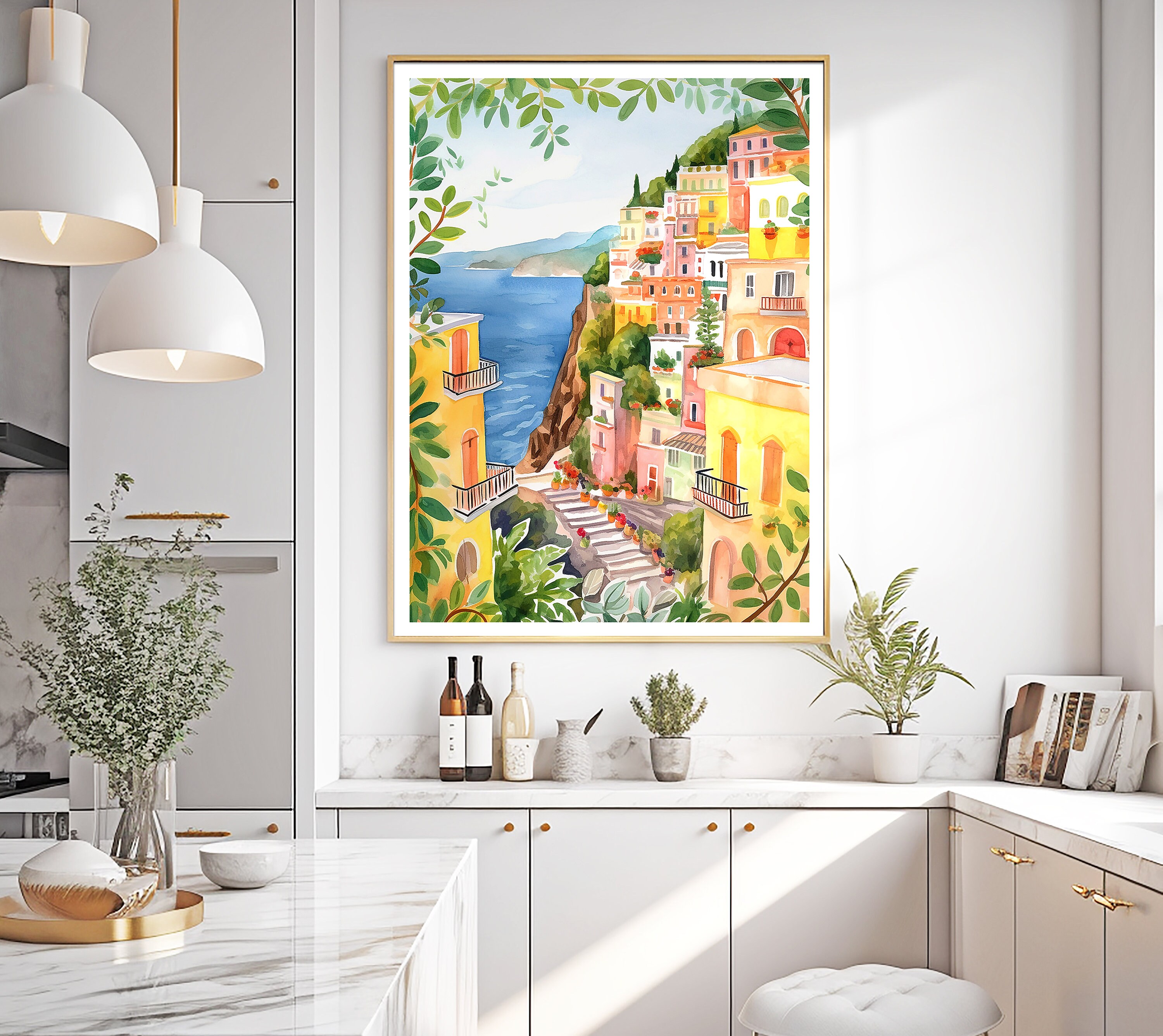 Sorrento Italy Watercolor Printable DIGITAL Art Amalfi Coast - Etsy