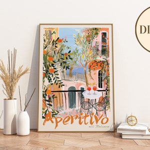 Italian Aperitivo Bar Printable DIGITAL Art, Retro Hand Drawn Colorful ...