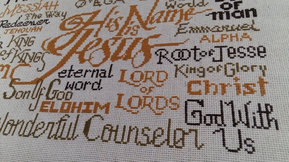 Christian Cross Stitch His Name Is Jesus Sampler Completed Etsy