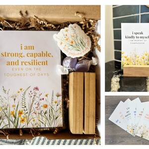 Mutterschaft Affirmationen | Geschenk für Mamas Box Set mit 12 Affirmationen mit Holzständer + Wasserdichter Aufkleber | Aufmunternd | KOSTENFREIER VERSAND