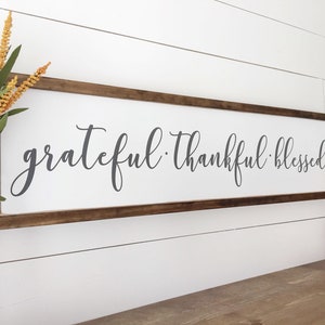 Grateful Thankful Blessed Framed Painted Wood Sign 9x36 Wall Decor Wood Signs Fall Decor Thanksgiving Signs FREE SHIPPING image 4