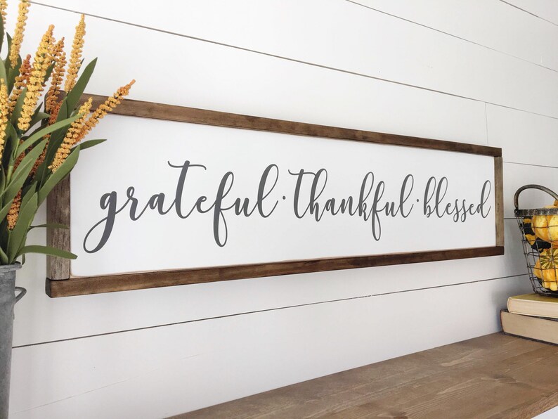 Grateful Thankful Blessed Framed Painted Wood Sign 9x36 Wall Decor Wood Signs Fall Decor Thanksgiving Signs FREE SHIPPING image 4