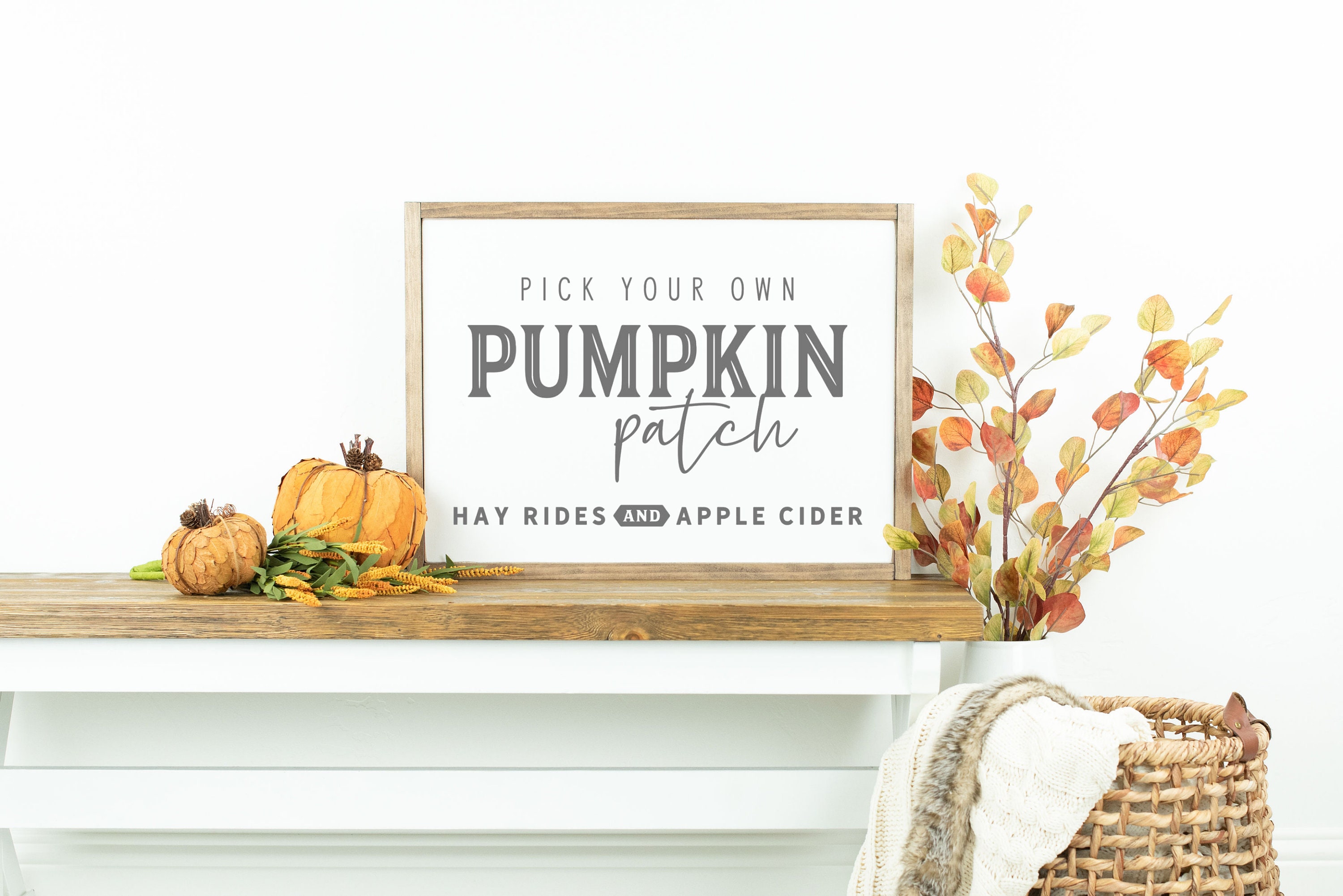 Pumpkin Patch Fall Sign - 10x24 Inch Rustic Cedar Wood Decor, Farmhouse Style Wall Art