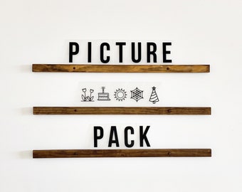 Picture Pack for Letter Ledges | 3"x5" Set of 50 Images for Holidays, Seasons + More | Choose Black or White | Marquee Wall | FREE SHIPPING