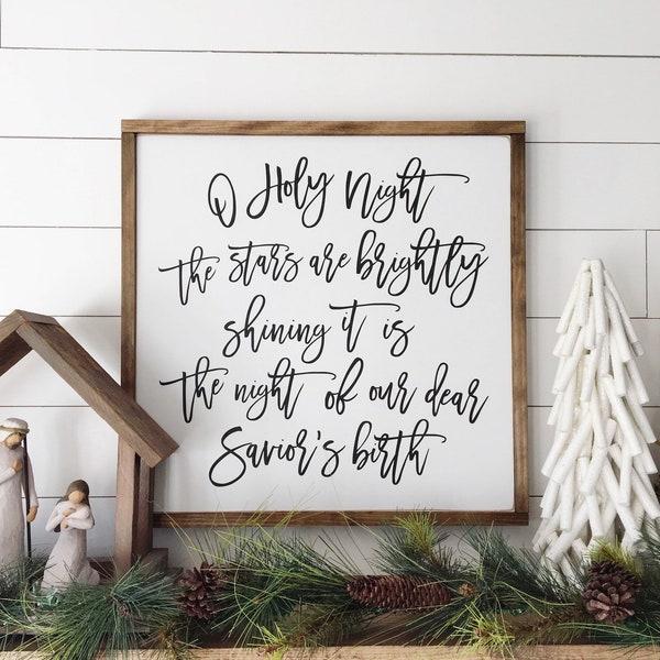 2'x2' O Holy Night | Modern Farmhouse Wood Signs | Christmas Songs Hymns | Holiday Decorations | Christ Centered Christmas | FREE SHIPPING