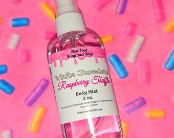 Bruma corporal de chocolate blanco, frambuesa y trufa, splash corporal, espray corporal, bruma aromática, perfume, aromaterapia, edición limitada, chocolate blanco
