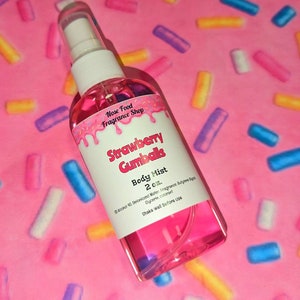 Strawberry Gumballs Body Mist, Body Splash, Body Spray, Fragrance Mist, Perfume, Nose Food, Limited Edition, Strawberry, Bubble Gum