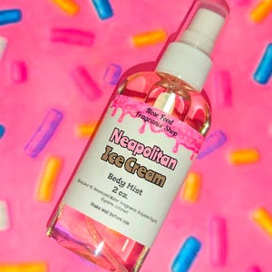 Neapolitan Ice Cream Body Mist, Body Splash, Body Spray, Fragrance Mist, Perfume, Nose Food, Limited Edition, Ice Cream, Vanilla, Strawberry