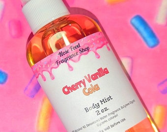 Bruma corporal de cereza, vainilla y cola, splash corporal, espray corporal, bruma aromática, perfume, aromaterapia, edición limitada, bruma corporal, perfume de soda